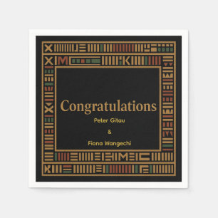 African Guld Kente Bröllopsfest Napkin Pappersservett
