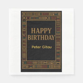 African Guld Kente Födelsedagsfest Napkin Pappersservett