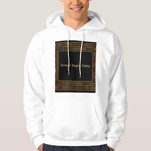 African Guld Kente Mönster Hoodie (Framsida)