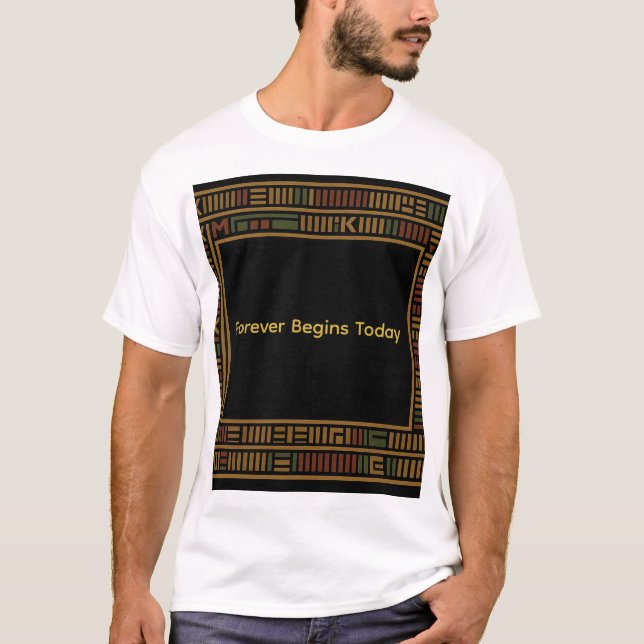 African Guld Kente Mönster T-Shirt (Framsida)