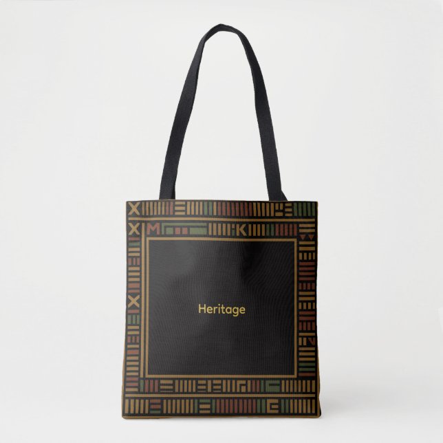 African Guld Kente Mönster Tote Bag Tygkasse (Framsida)