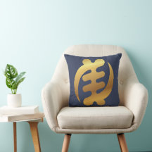 African Gye Nyame Shiny Guld Adinkra Symbol Blue