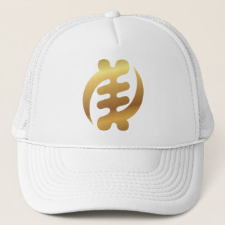 African Gye Nyame Shiny Guld Adinkra Symbol White Keps
