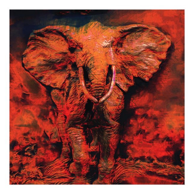 African Heat - Vild Elephant Fototryck (Framsidan)