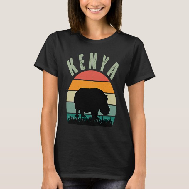 African Hippos in Kenya, Hippopotamus Safari T Shirt (Framsida)