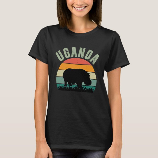 African Hippos in Uganda Hippopotamus Safari T Shirt (Framsida)