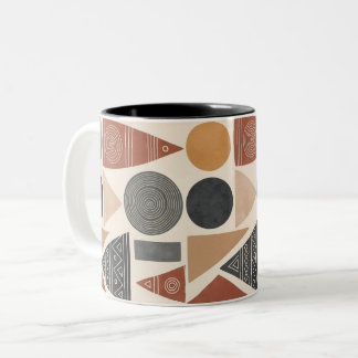 African Inspired Geometric Mug, Boho Mudcloth Patt Två-Tonad Mugg