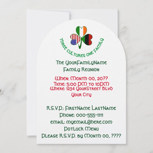 African Irish Shamrock Family Reunion Inbjudningar (Framsida)