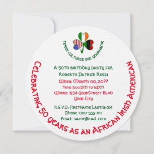 African Irish USA Shamrock Personlig Birthday Inbjudningar