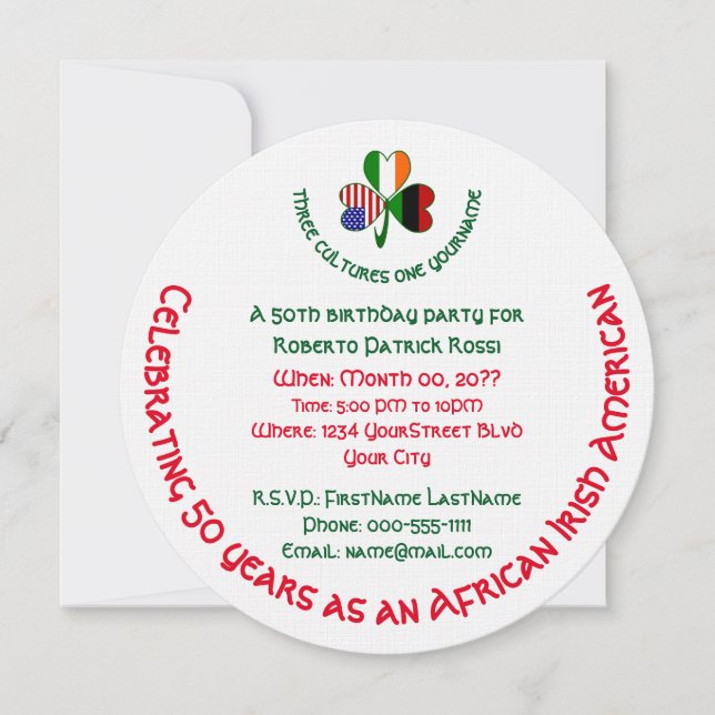 African Irish USA Shamrock Personlig Birthday Inbjudningar (Framsida)