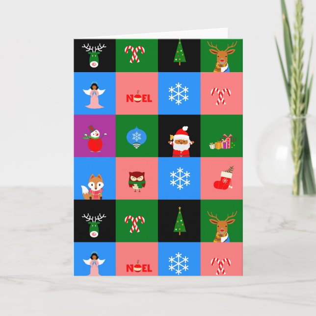 African jultomten colorblock helgkort (Framsida)