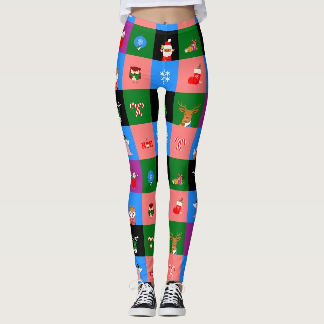 African jultomten colorblock leggings (Framsida)