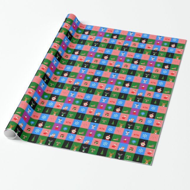 African jultomten colorblock presentpapper (Utrullad)