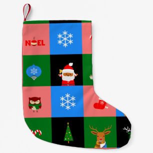 African jultomten colorblock stocking liten julstrumpa