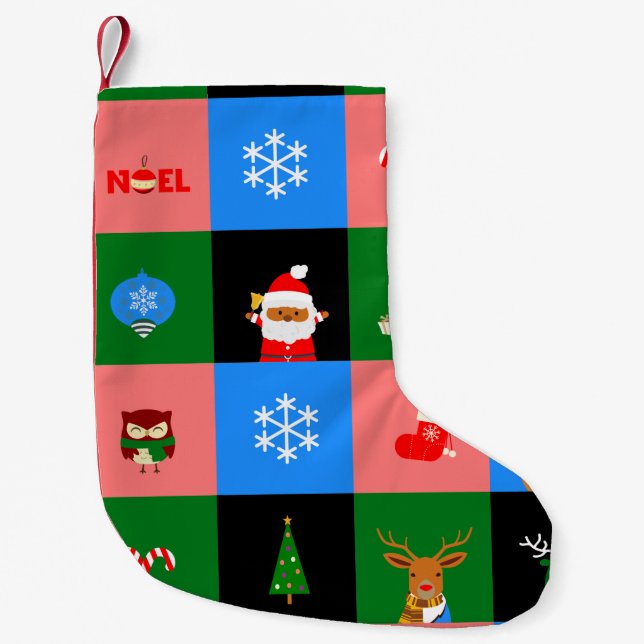 African jultomten colorblock stocking liten julstrumpa (Framsidan)