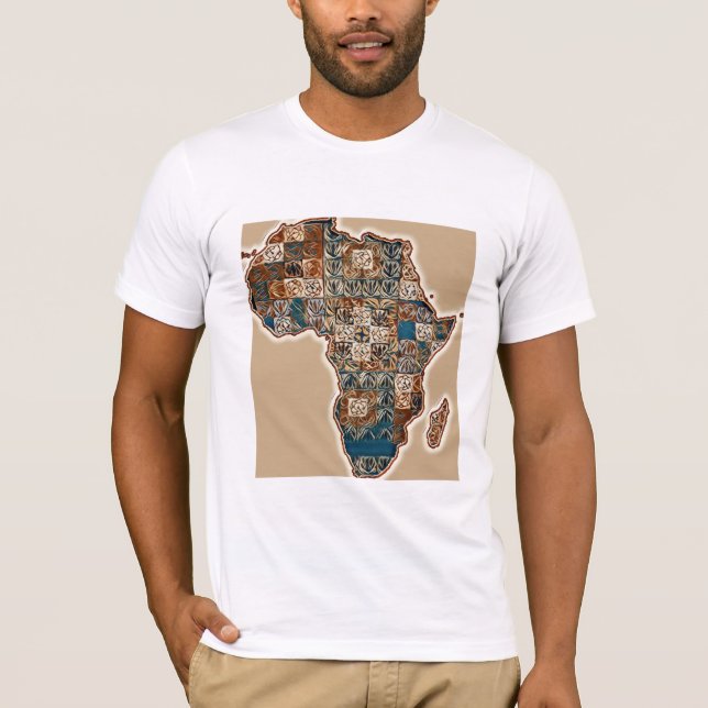 African Karta - Bold Abstrakt Continent T Shirt (Framsida)