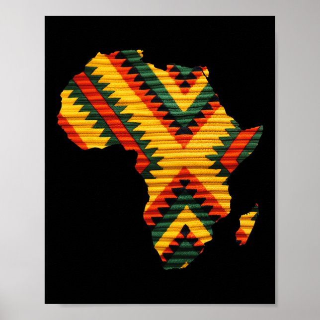African Karta Kente Art Mönster Manar Women Black  Poster (Framsidan)