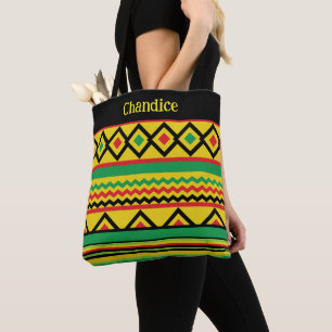 African Kente Geometric Fold Patterned Tygkasse