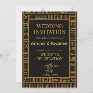African Kente Guld bröllopsinbjudan Inbjudningar