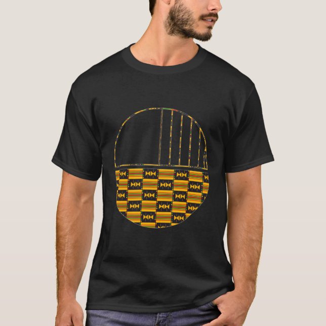 African Kente Mönster Geometric Minimal Halvercirc T Shirt (Framsida)