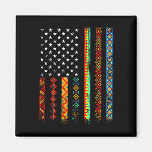 African Kente Trasa American Flagga African Black  Magnet