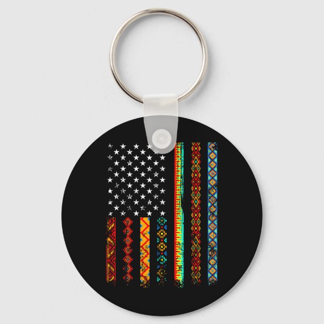 African Kente Trasa American Flagga African Black  Nyckelring (Framsida)