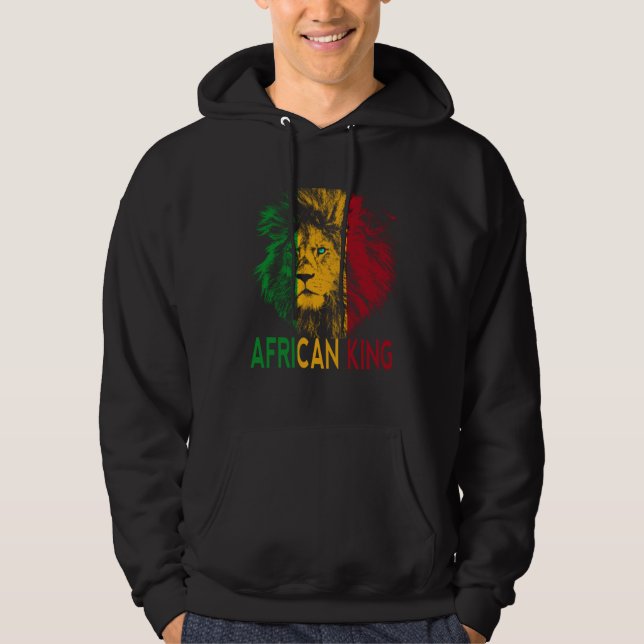 African King Africa Flag Lion Black Men Women Hoodie (Framsida)