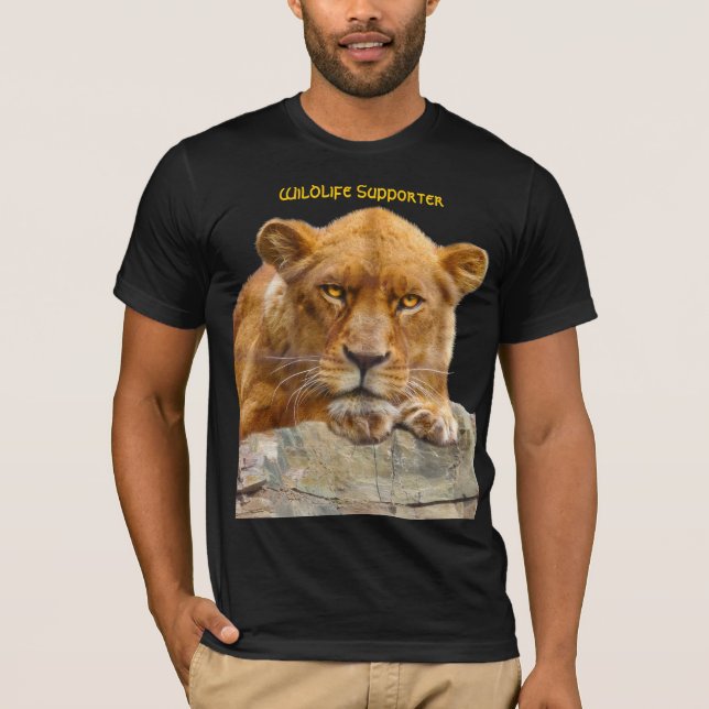 AFRICAN LEJON Big 5 Cat Wildlife T-Shirt (Framsida)