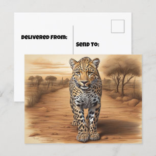 African Leopard Head Vykort