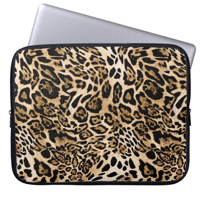 African Leopard Päls: Seamless Animal Struktur Laptop Fodral (Framsidan)