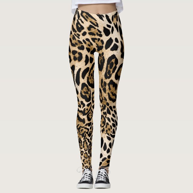 African Leopard Päls: Seamless Animal Struktur Leggings (Framsida)