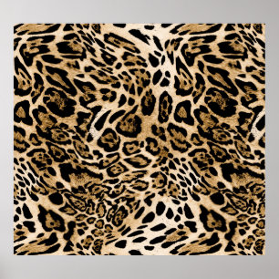 African Leopard Päls: Seamless Animal Struktur Poster