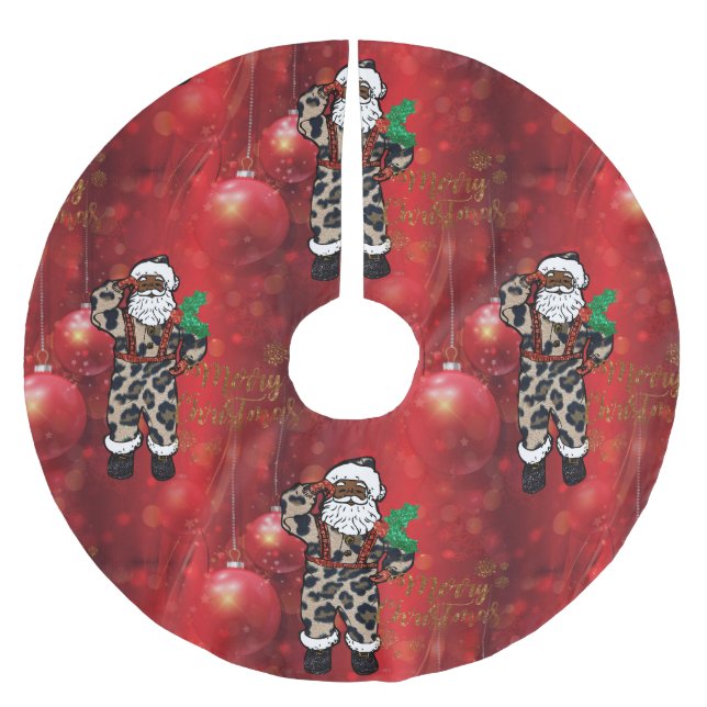 African leopard Santa julgran skirt Julgransmatta Borstad Polyester (Framsidan)