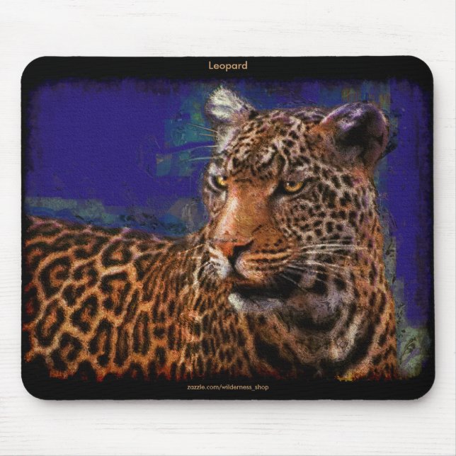 African Leopard Wildlife Art Mousepad Musmatta (Framsidan)