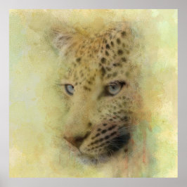 African Leopard Wildlife Watercolor Porträtt Poster