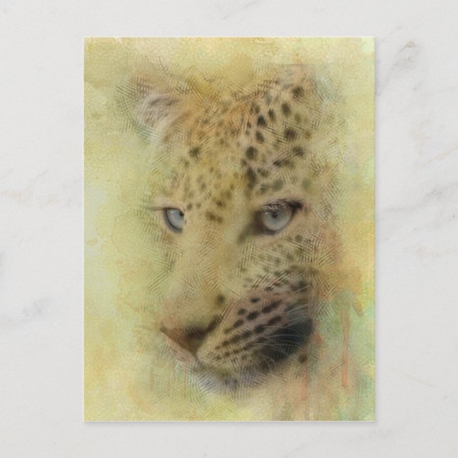  African Leopard Wildlife Watercolor Vykort (Framsida)