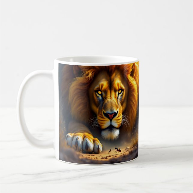 African Lion and Elephant Wildlife Mug Kaffemugg (Vänster)
