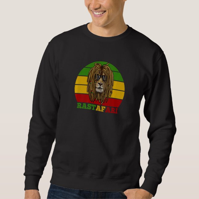 African Lion Rastafarian Rasta Colors Lång Ärmad Tröja (Framsida)