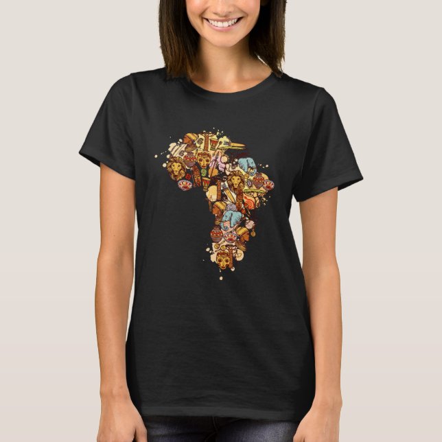 African Map American Beautiful Black History BLM T Shirt (Framsida)