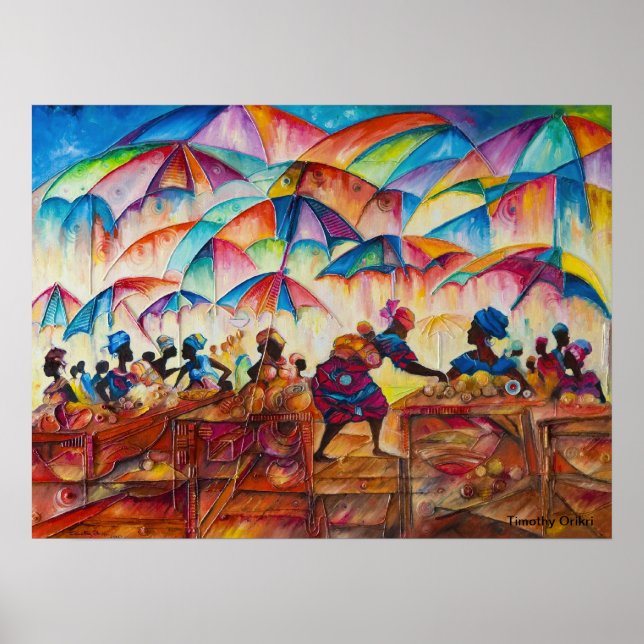 African Marketplace II-Kanvastrycket Poster (Framsidan)