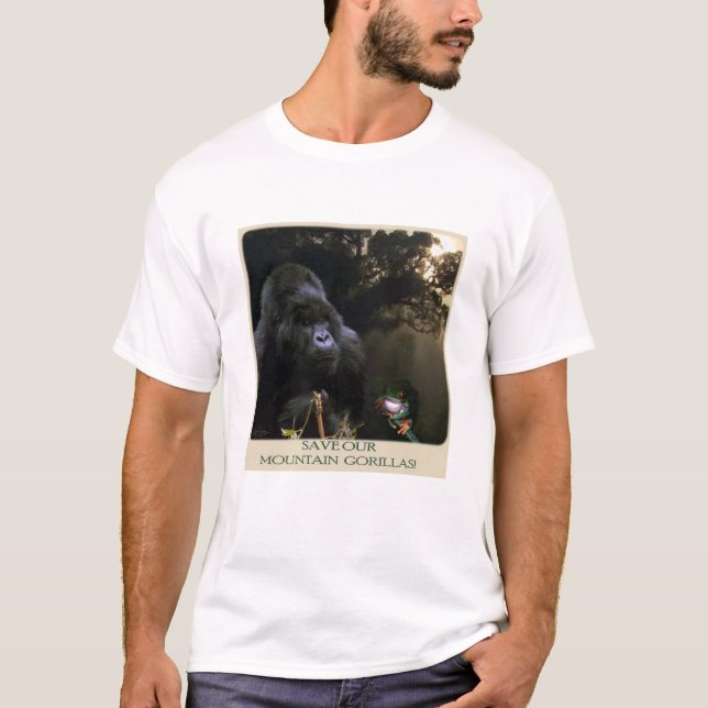 African MOUNTAIN GORILLAS Wildlife Supporter Shirt T-shirt (Framsida)