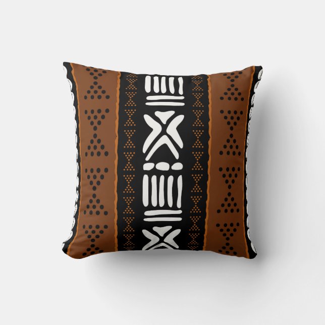 African Mudcloth Bogolan Design Throw Pillow Kudde (Framsida)