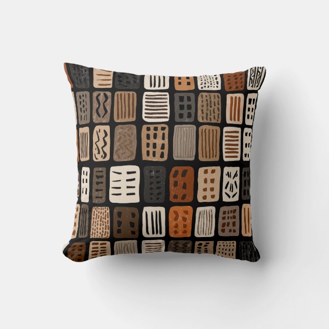 African mudcloth textile designs in a grid kudde (Framsida)
