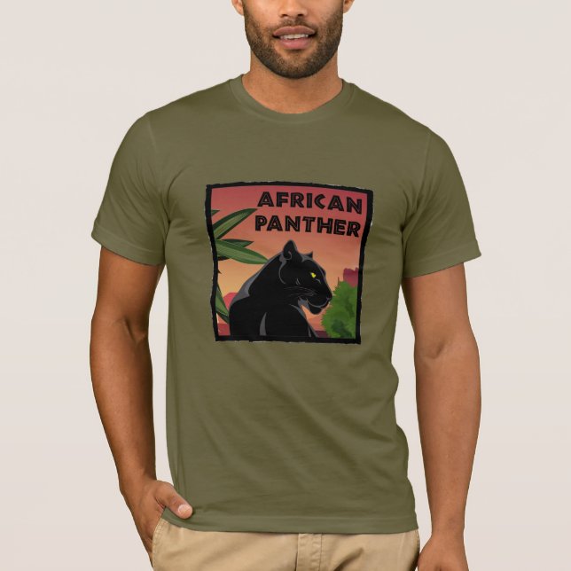 African Panther in Jungle T-Shirt (Framsida)