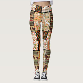 African Patchwork Elephants: Ornamental Struktur Leggings