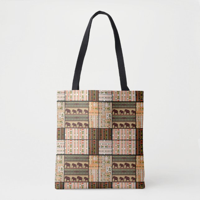 African Patchwork Elephants: Ornamental Struktur Tygkasse (Framsida)