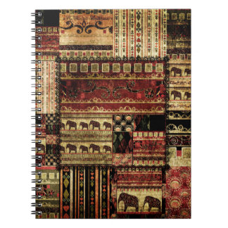 African Patchwork: Grunge Print Background Anteckningsbok