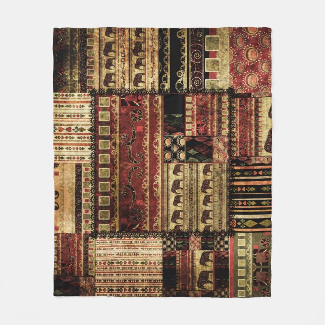 African Patchwork: Grunge Print Background Fleecefilt (Framsidan)