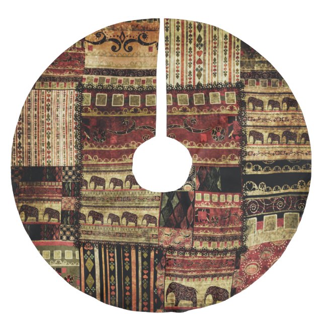 African Patchwork: Grunge Print Background Julgransmatta Borstad Polyester (Framsidan)