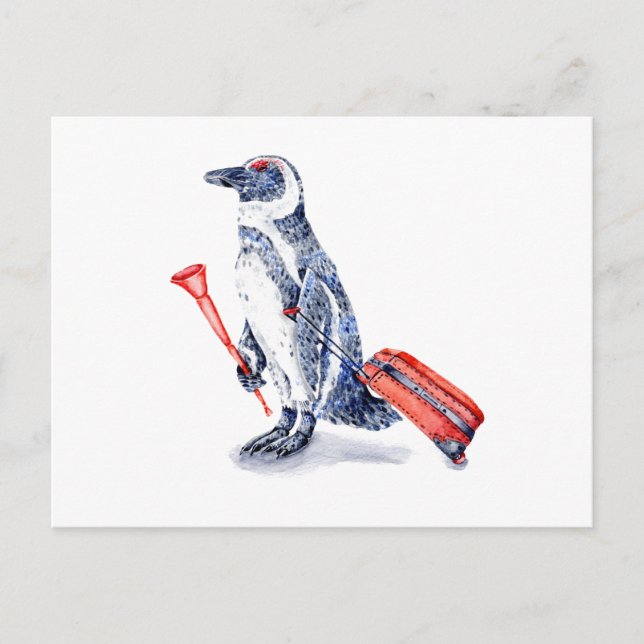 African Penguin med Suitcase Vykort (Framsida)